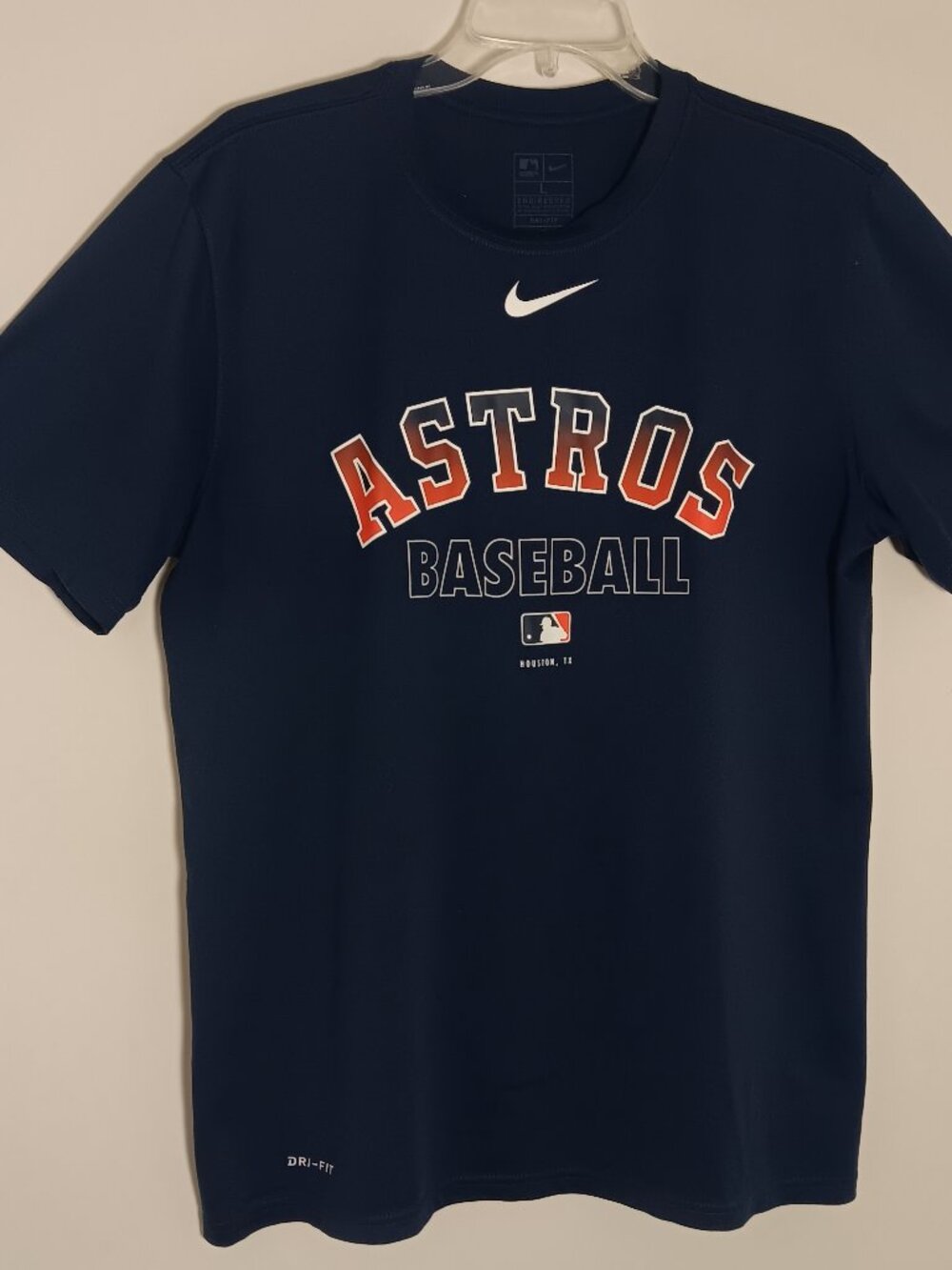 Nike Houston Astros MLB dri-fit Tshirt mens large navy baseball graphic tee
